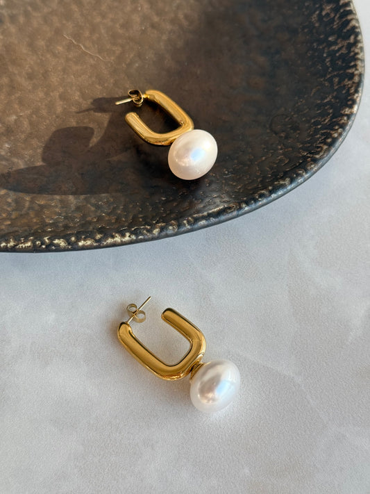 Çelik Büyük İnci Küpe