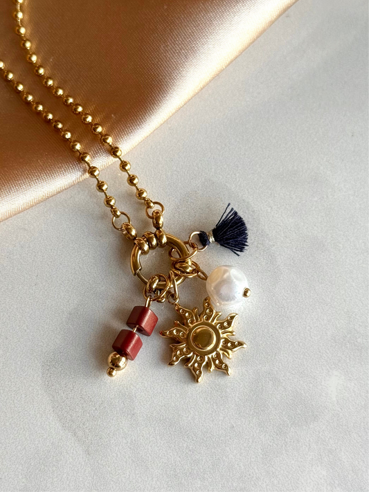 Çelik Halka Güneş Charm Kolye