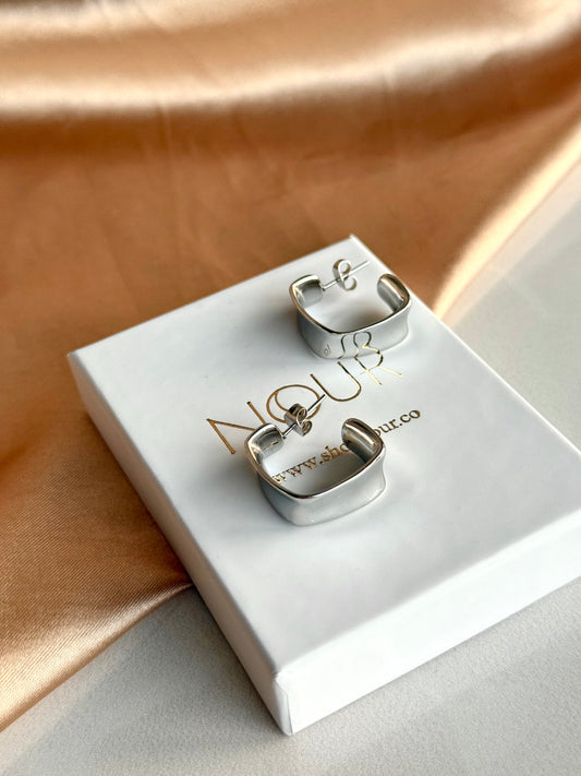 Çelik Kare Gümüş Küpe