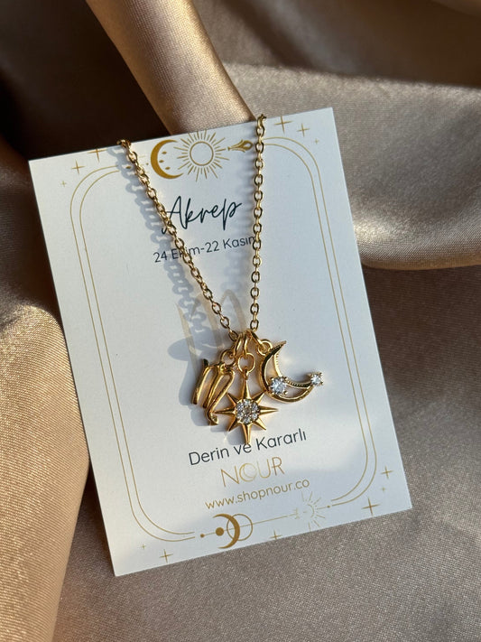 Burç Yıldız Ay Kolye