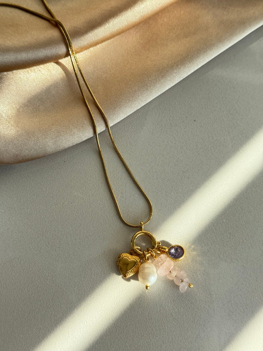 Pembe Kuvars Charm Kolye