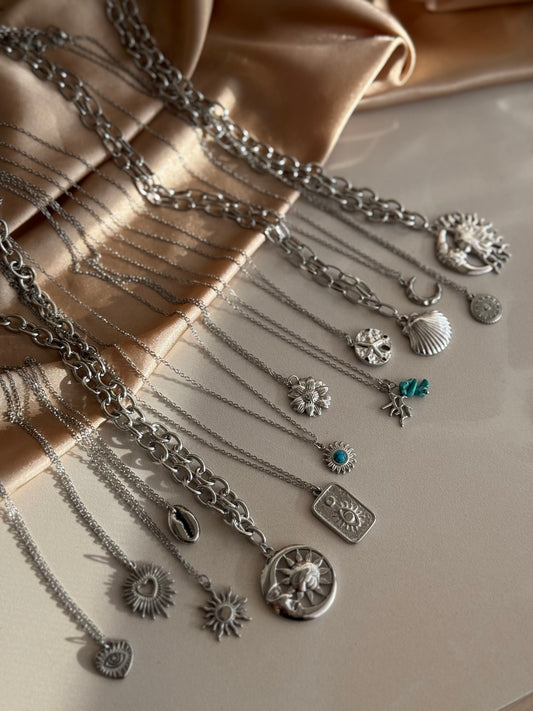 Çelik Kalp Yıldız Kolye