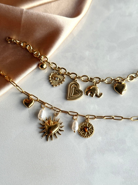 Çelik Kalp Fil Charm Bileklik