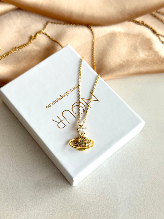 Saturn Taşlı Kolye