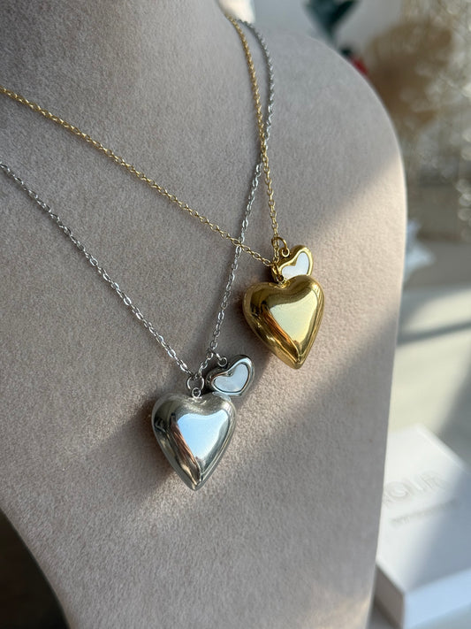 Çelik Sedefli Kalp Kolye