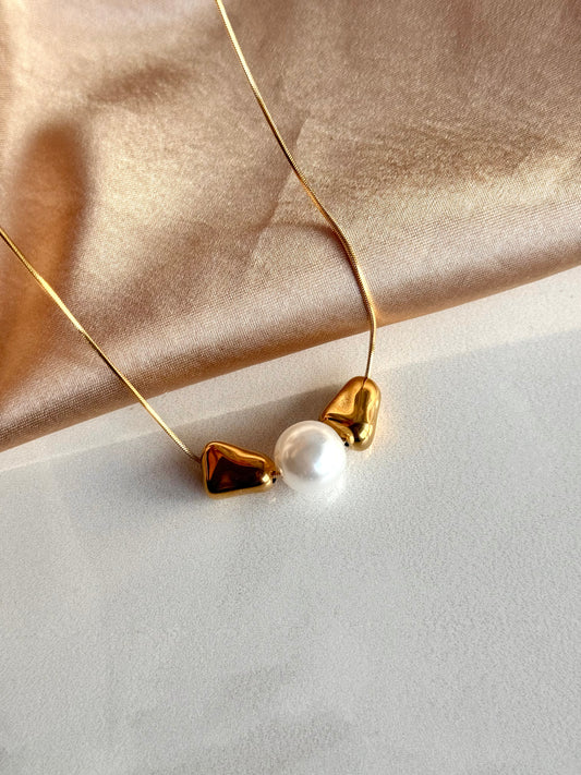 Çelik İncili Asimetrik Kolye