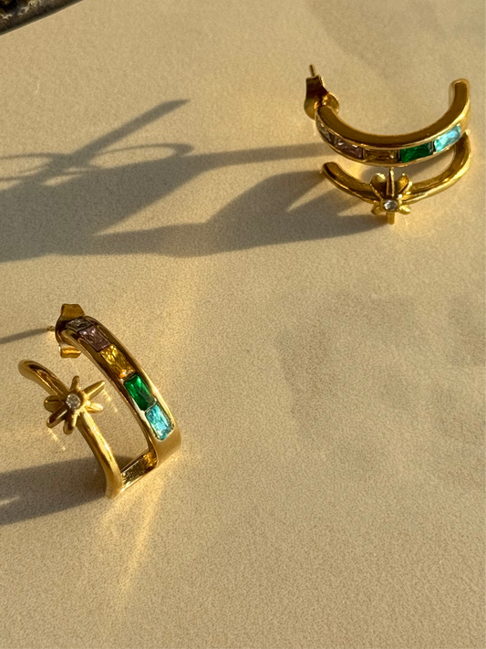 Çelik Taşlı Güneş Halk Küpe