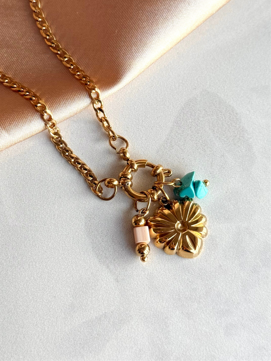 Çelik Halka Kalp Charm Kolye