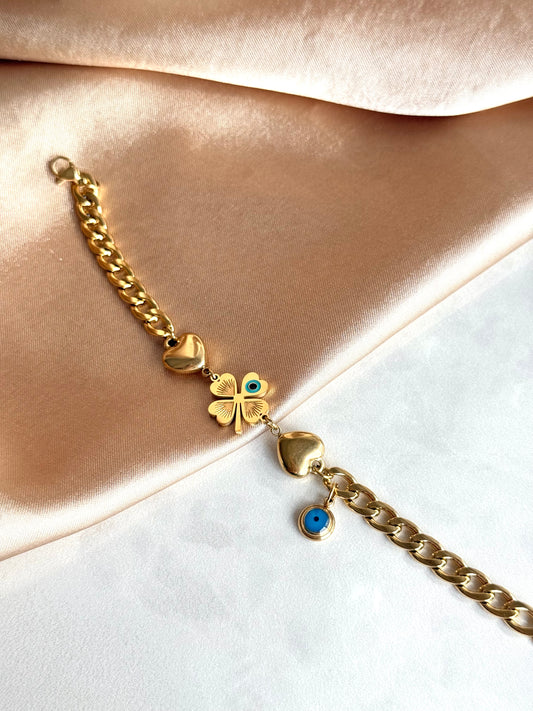 Çelik Yonca Kalp Bileklik