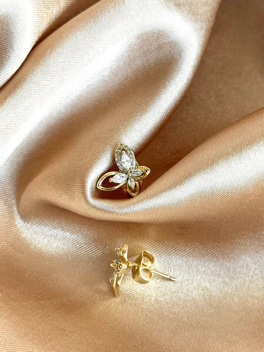 Taşlı Kelebek Küpe 14 Ayar Serisi