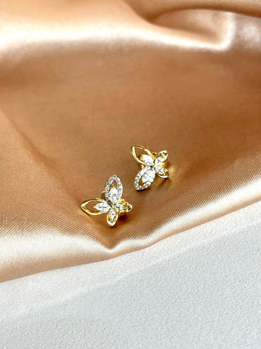 Taşlı Kelebek Küpe 14 Ayar Serisi