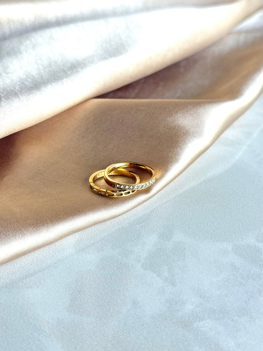 Çelik İkili Taşlı Yüzük