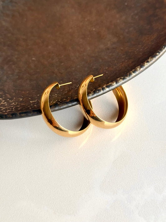 Çelik Kalın Halka Küpe