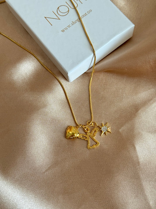 Melek Kalp Yıldız Charm Kolye