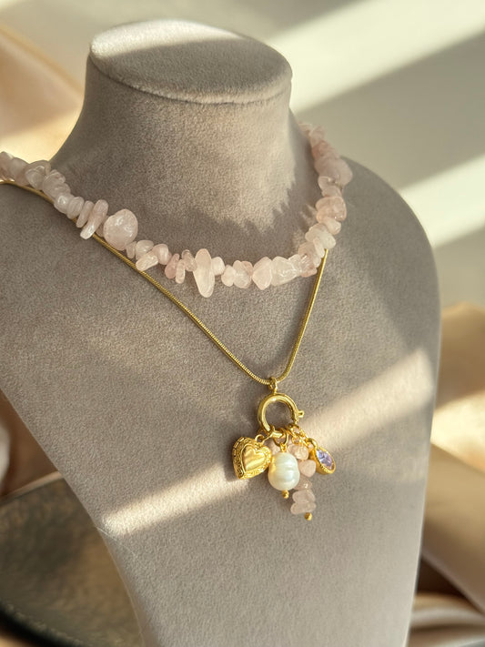 Pembe Kuvars Charm Kolye