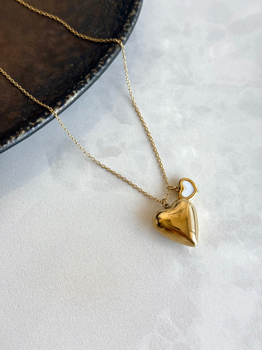 Çelik Sedefli Kalp Kolye