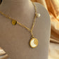 Steel Mother of Pearl Moon Necklace