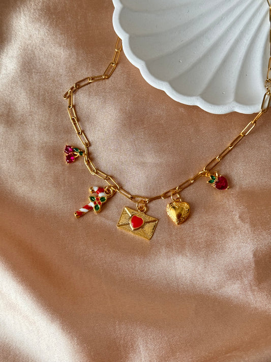 Mektup Kalp Kiraz Ataç Kolye