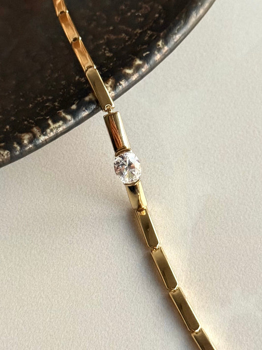 Oval Taşlı Bileklik 14 Ayar Serisi