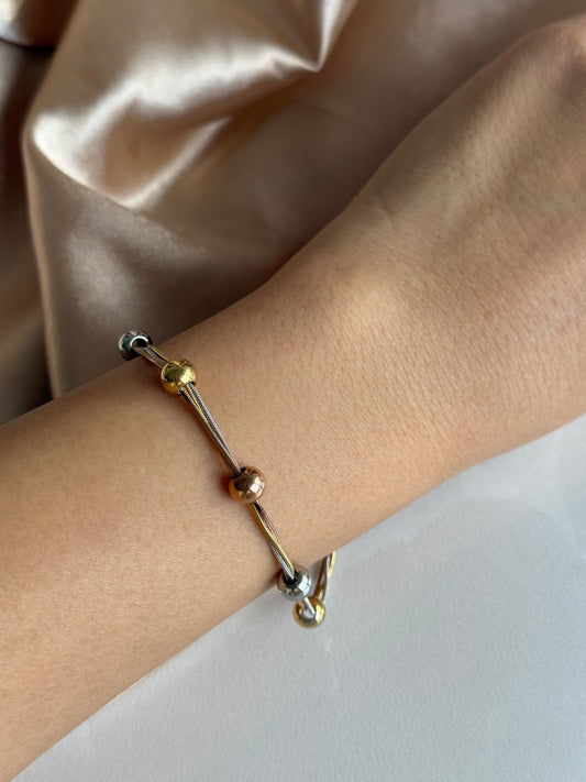 Çelik Üç Renkli Top Bileklik