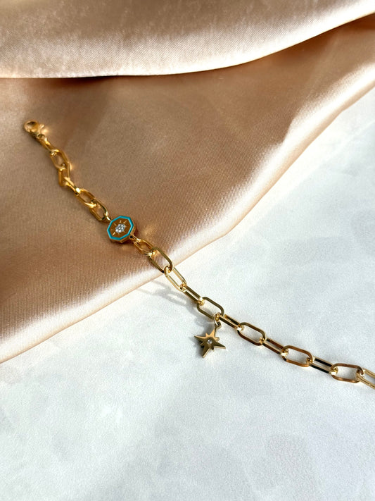 Çelik Kuzey Yıldızı Renkli Bileklik