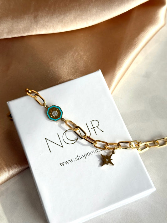 Çelik Kuzey Yıldızı Renkli Bileklik