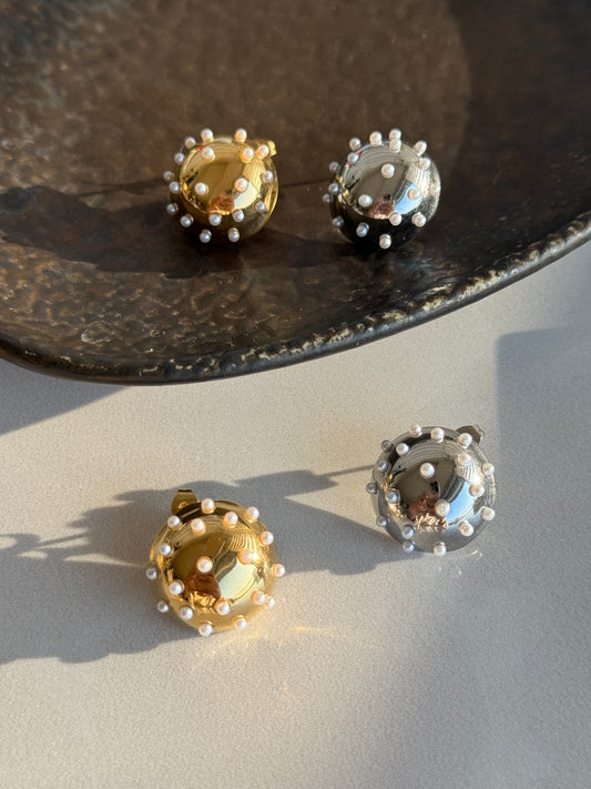 Çelik İncili Top Küpe