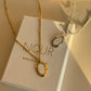 Steel Oval Mother of Pearl Necklace