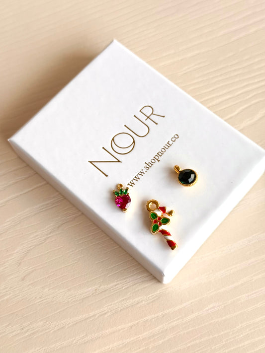 Şeker Çilek Yeşil Taş Charm