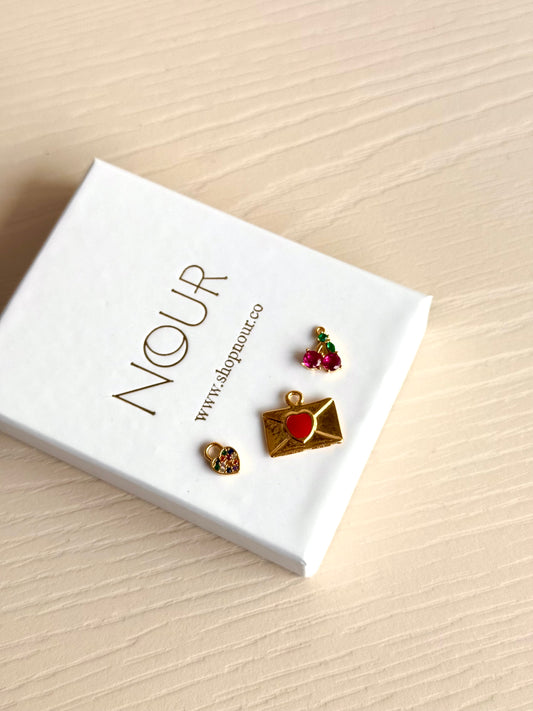 Mektup Kalp Kiraz Charm