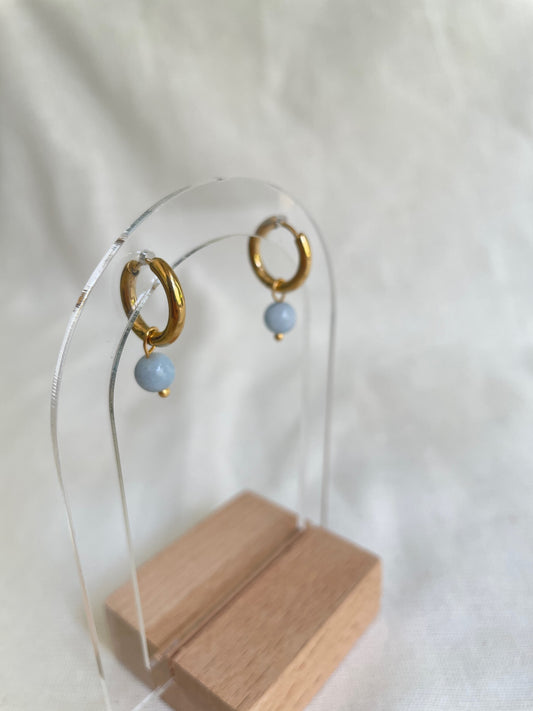 Doğal taş küpe, Akuamarin halka küpe