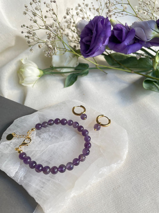 Ametist Boncuk Bileklik - El Yapımı Doğal Taş Bileklik