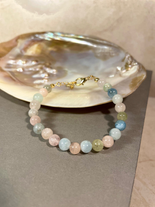 Morganit Boncuk Bileklik -  El Yapımı Doğal Taş