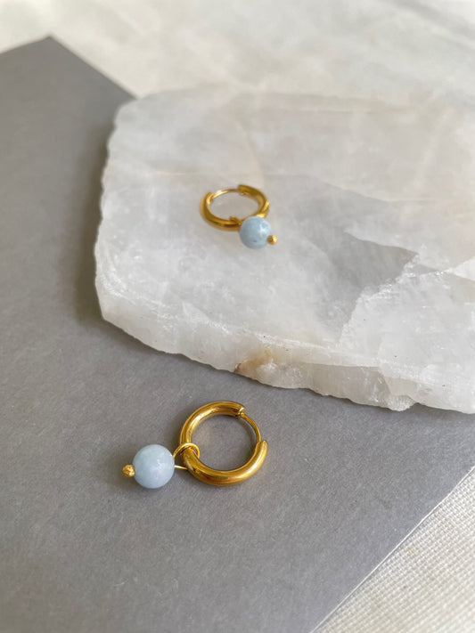 Doğal taş küpe, Akuamarin halka küpe