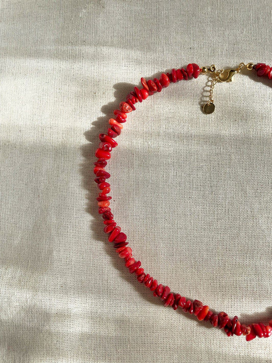 El Yapımı Mercan Kırık Doğal Taş Kolye