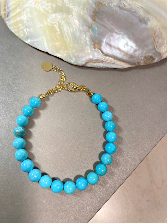 Turkuaz Boncuk Bileklik - El Yapımı Doğal Taş Bileklik