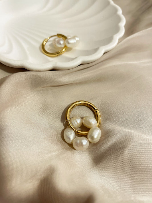 İnci Çiçek Küpe - Şık İnci Çiçek Küpe Modeli