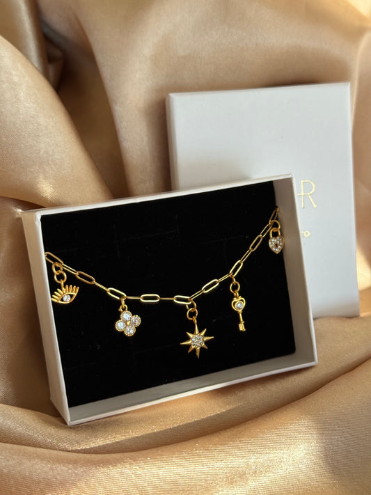 Taşlı Minimal Charm Bileklik