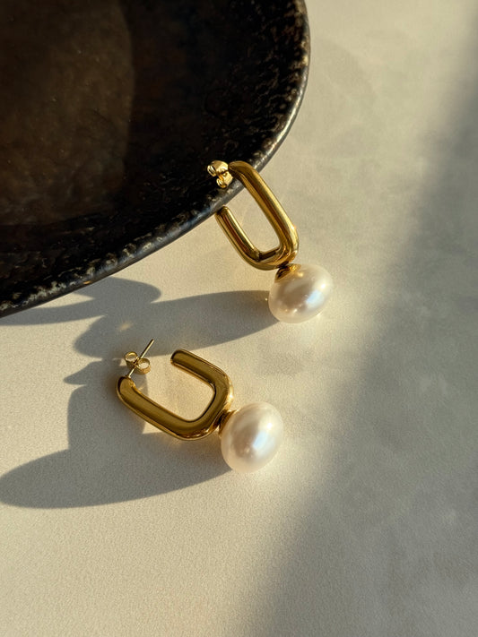 Çelik Büyük İnci Küpe