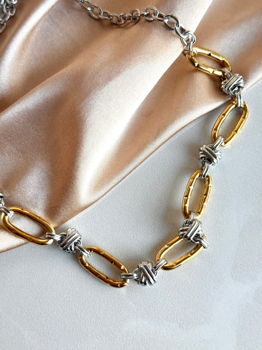 Çelik İki Renkli Zincir Kolye