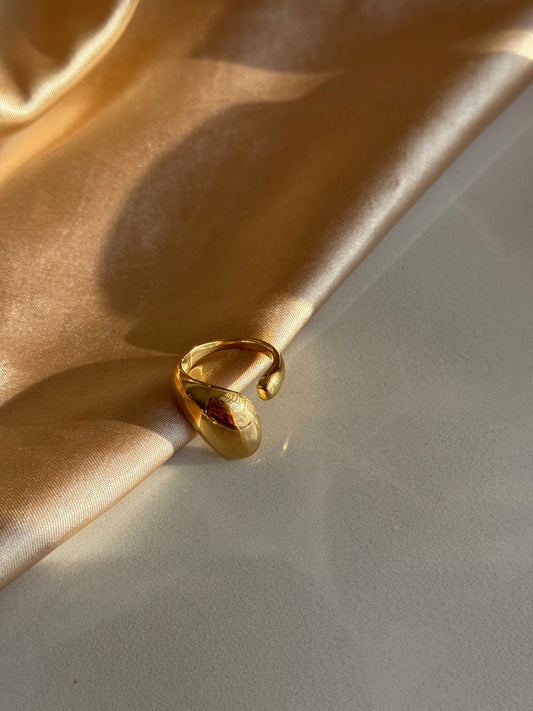 Çelik Oval Damla Yüzük