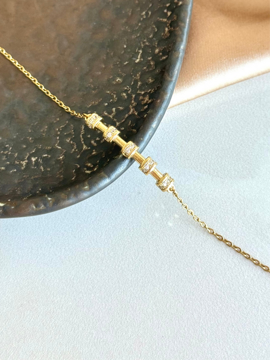 Taşlı Kemik Zincir Bileklik 14 Ayar Serisi