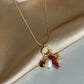 Coral Pearl Charm Necklace
