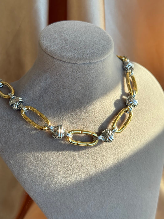 Çelik İki Renkli Zincir Kolye