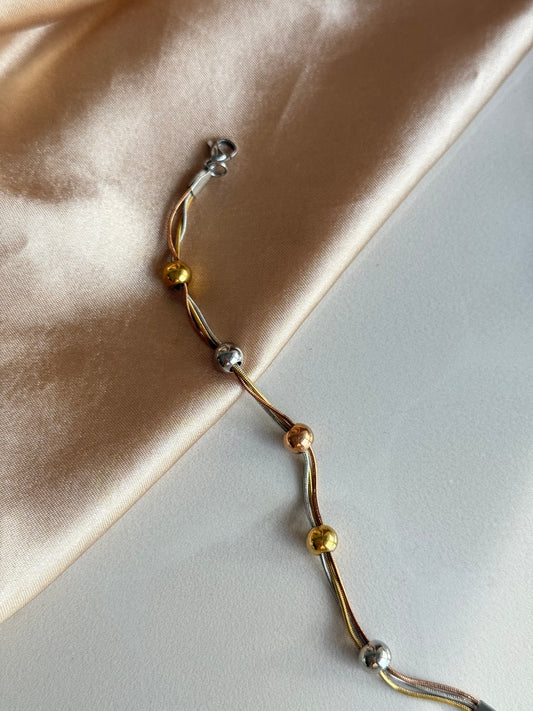 Çelik Üç Renkli Top Bileklik