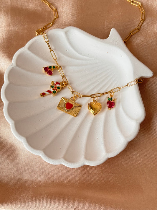 Mektup Kalp Kiraz Ataç Kolye