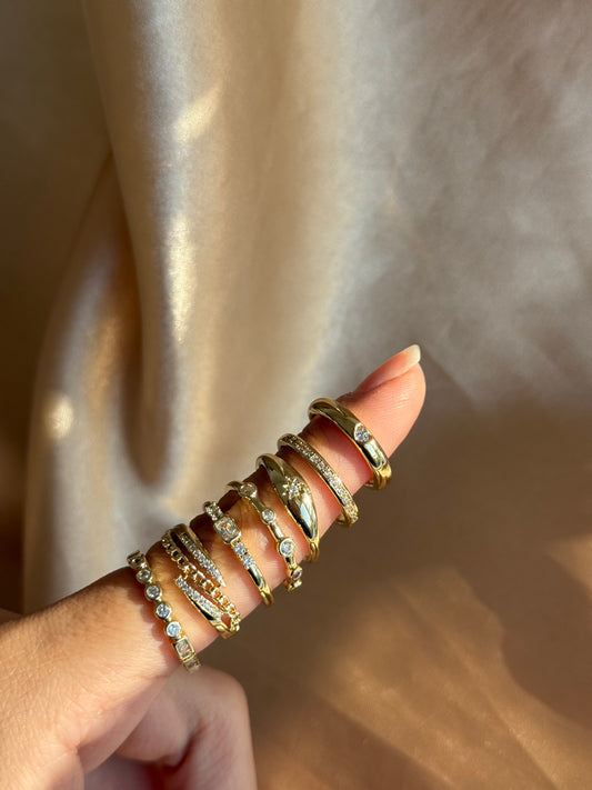 Minimal Taşlı Yüzük 14 Ayar Serisi