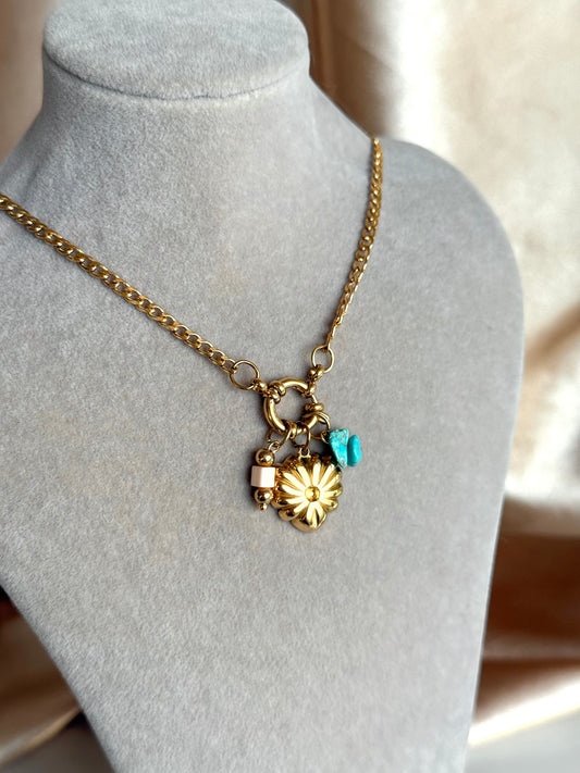 Çelik Halka Kalp Charm Kolye