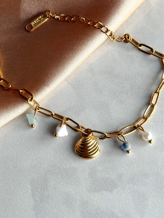 Çelik Deniz Kabuklu Charm Bileklik