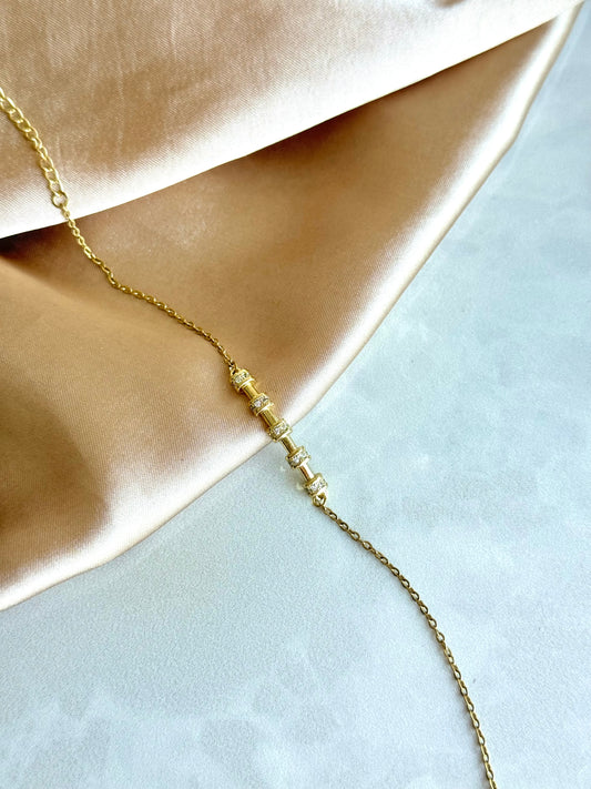 Taşlı Kemik Zincir Bileklik 14 Ayar Serisi